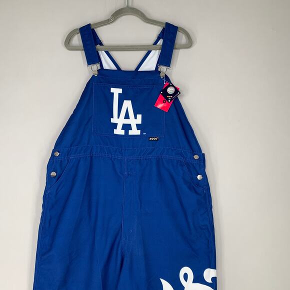 Foco Dodgers Women Overalls XL Blue Los Angeles Big Logo MLB Baseball NEW - Picture 2 of 11